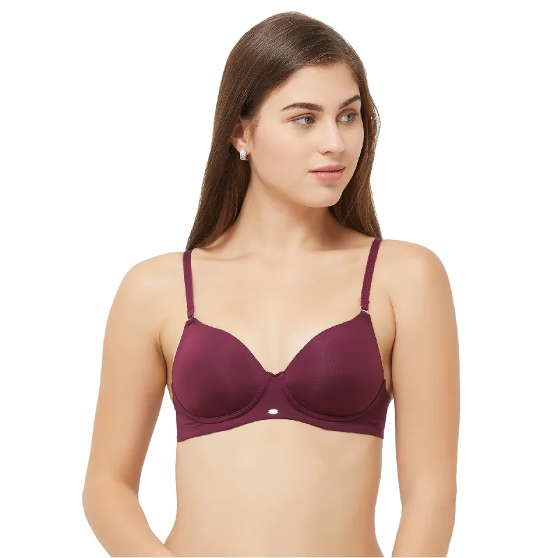 Front - closure underwire wired bras for easy on - off Semi/Medium Coverage Padded Non Wired T-shirt Bra with Detachable Straps-CB-125 Front - closure underwire wired bras for easy on - off Semi/Medium Coverage Padded Non Wired T-shirt Bra with Detachable Straps-CB-125
