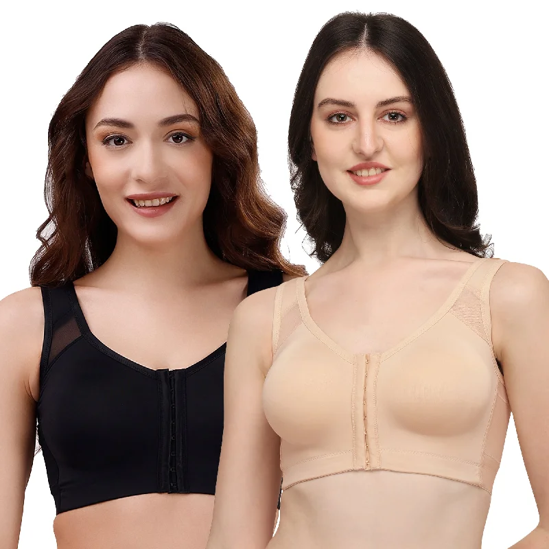 Wide - strap underwire wired bras for added comfort Front Closure Full Coverage Non Padded Non Wired Bra-Combo CB-334 Wide - strap underwire wired bras for added comfort Front Closure Full Coverage Non Padded Non Wired Bra-Combo CB-334