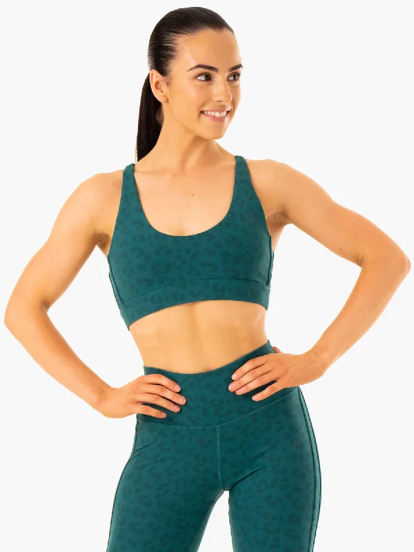 maternity women sport bra for expectant mothers Evolution Sports Bra - Teal Leopard