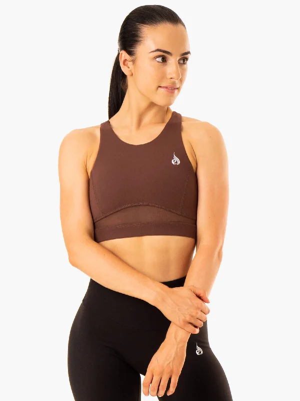 hand - made women sport bra for unique craftsmanship Amazon Mesh Sports Bra - Chocolate