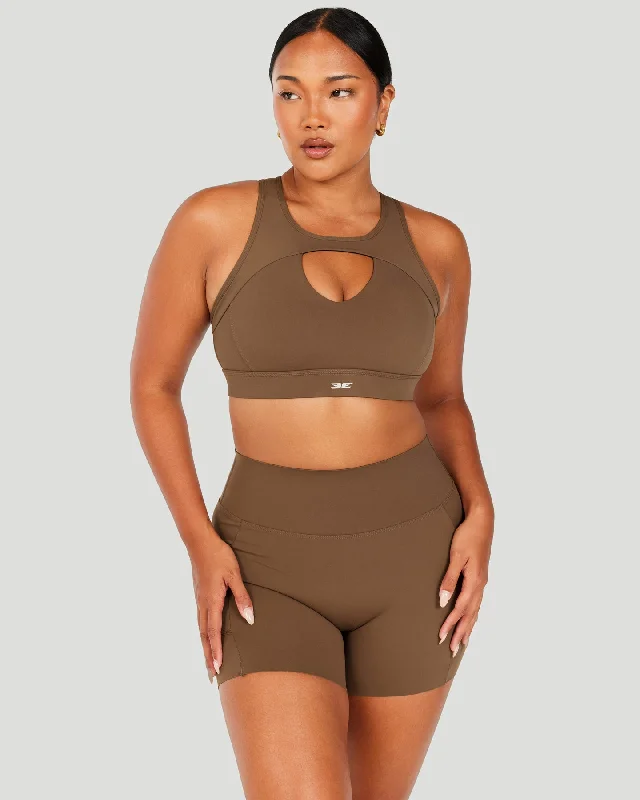 travel women sport bra for easy packing Aura Crest Bra - Cafe Latte