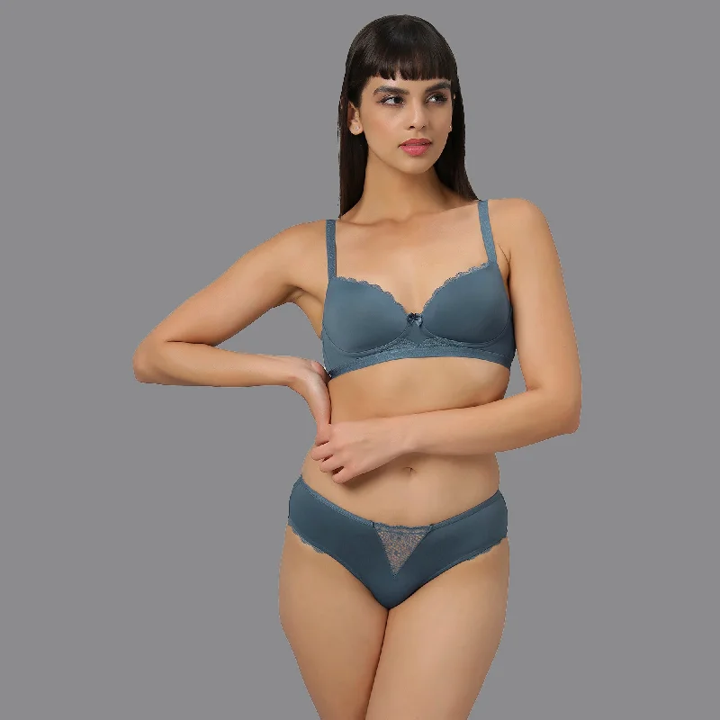 T - shirt underwire wired bras for everyday wear Padded Non Wired Medium Coverage Lace Design T-shirt Bra with Mid Rise Full Coverage Lace Brief SET FB-560/ FP-1560 T - shirt underwire wired bras for everyday wear Padded Non Wired Medium Coverage Lace Design T-shirt Bra with Mid Rise Full Coverage Lace Brief SET FB-560/ FP-1560