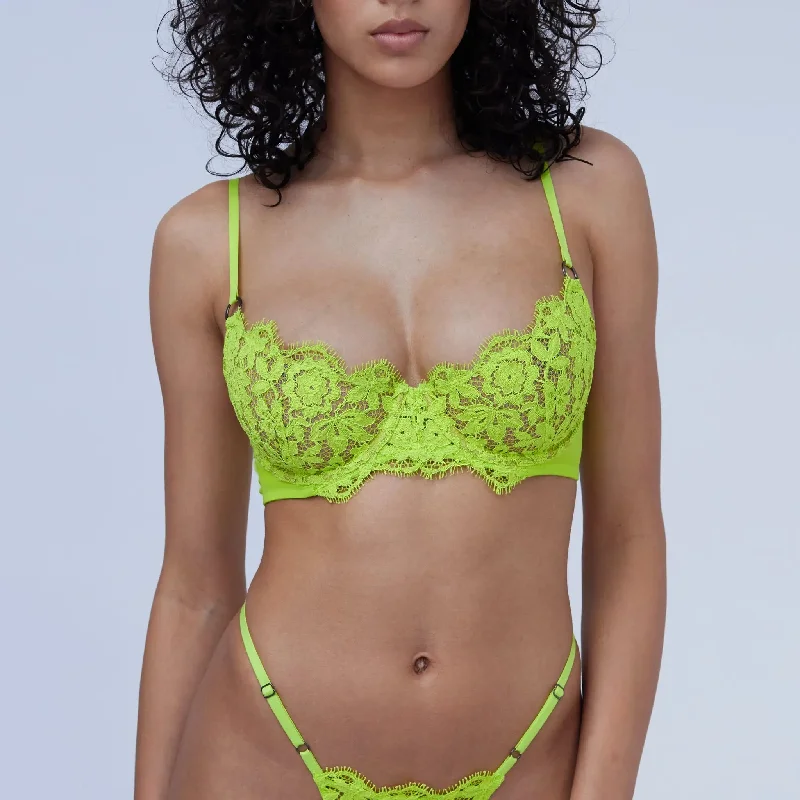 Underwire embroidered seamless wired bras for elegance Frisson Lace Demi Bra Acid Green Underwire embroidered seamless wired bras for elegance Frisson Lace Demi Bra Acid Green