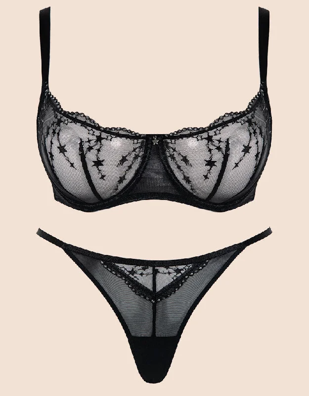 Underwire plunge wired bras for low - cut tops Curvy Kate Stardust Balcony Bra and Brief Pack Black Sparkle Underwire plunge wired bras for low - cut tops Curvy Kate Stardust Balcony Bra and Brief Pack Black Sparkle