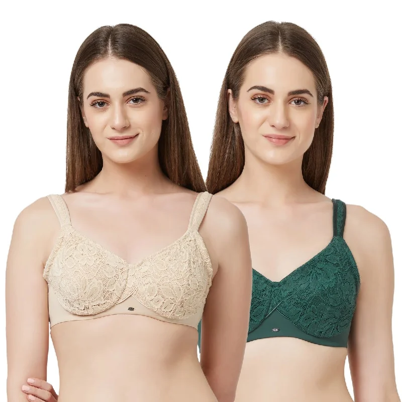 Underwire seamless T - shirt wired bras for daily use Full Coverage Non Padded Wired Lace Bra(Pack Of 2) FB-610 Underwire seamless T - shirt wired bras for daily use Full Coverage Non Padded Wired Lace Bra(Pack Of 2) FB-610