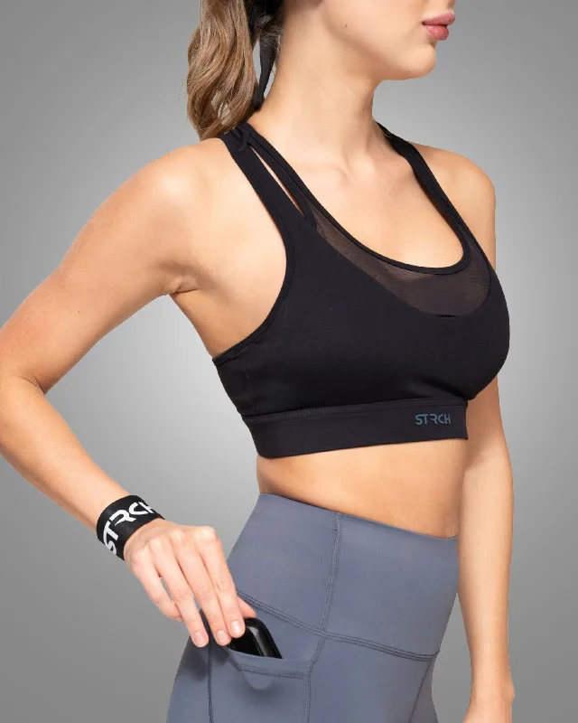 padded women sport bra for nipple coverage Nylon Women Breathable Mesh Sports Bra