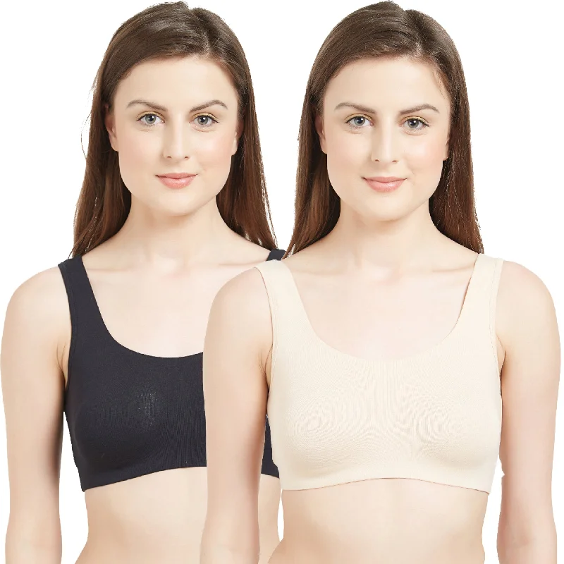 Molded cup underwire wired bras for a natural shape Non Wired Non Padded Full Coverage Low Impact Slip on Sports Bra (Pack of 2) BB-03 Molded cup underwire wired bras for a natural shape Non Wired Non Padded Full Coverage Low Impact Slip on Sports Bra (Pack of 2) BB-03