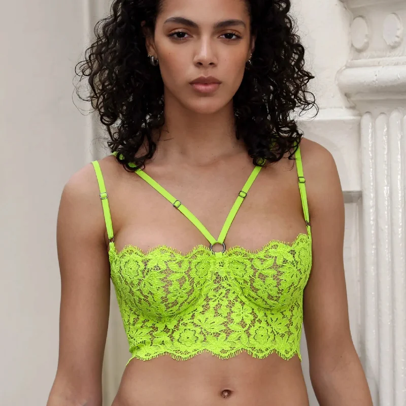 Underwire bralettes with underwire for added support​ Frisson Bustier Acid Green