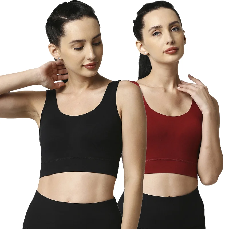 Underwire convertible sports wired bras for flexibility Medium Impact Non Padded Non Wired Long Line Sports Bra (Pack of 2) CB-910 Underwire convertible sports wired bras for flexibility Medium Impact Non Padded Non Wired Long Line Sports Bra (Pack of 2) CB-910