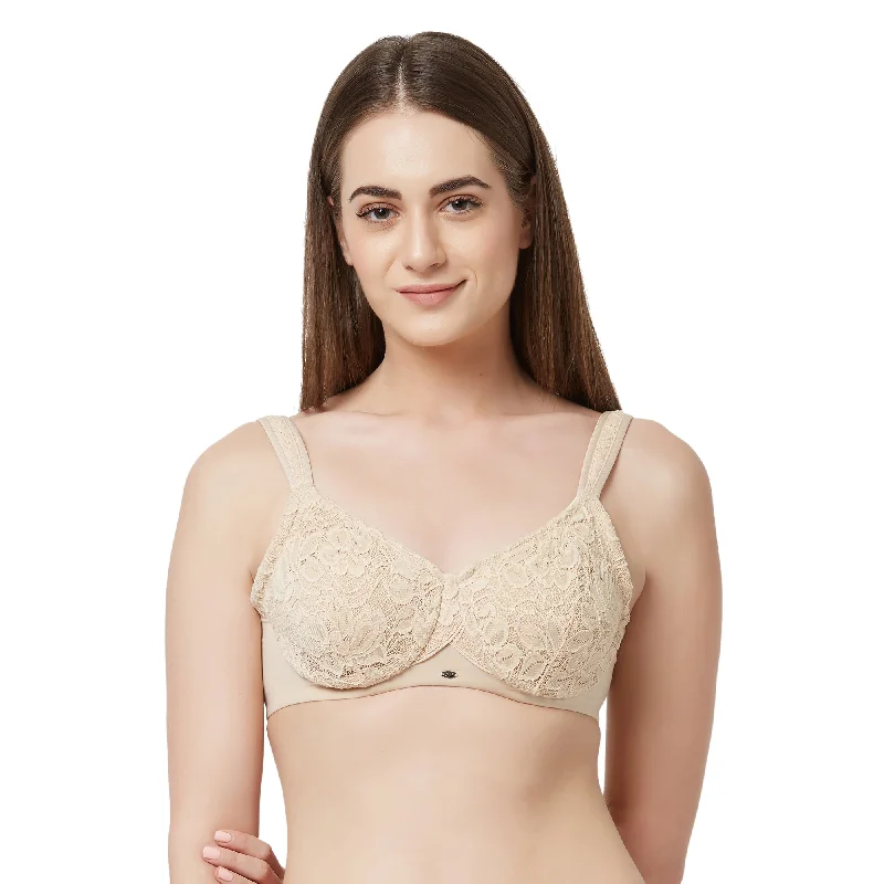 Wireless - like underwire wired bras with soft support Full Coverage Non Padded Wired Lace Bra - FB-610 Wireless - like underwire wired bras with soft support Full Coverage Non Padded Wired Lace Bra - FB-610