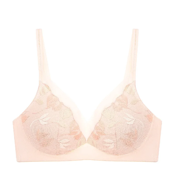 Underwire seamless T - shirt wired bras for daily use SPRING EMBROIDERY NON-WIRED PADDED BRA Underwire seamless T - shirt wired bras for daily use SPRING EMBROIDERY NON-WIRED PADDED BRA