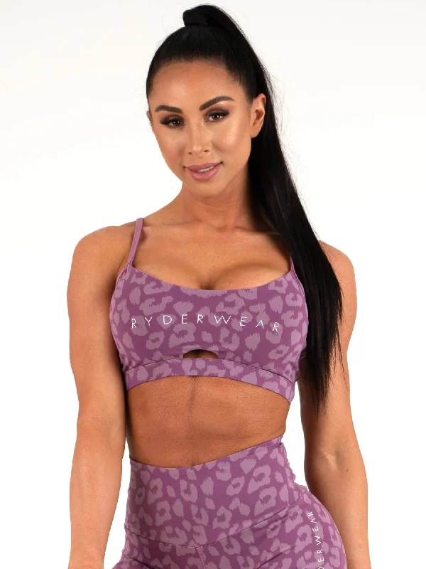 luxury brand women sport bra for high - end quality Animal Sports Bra - Leopard Purple