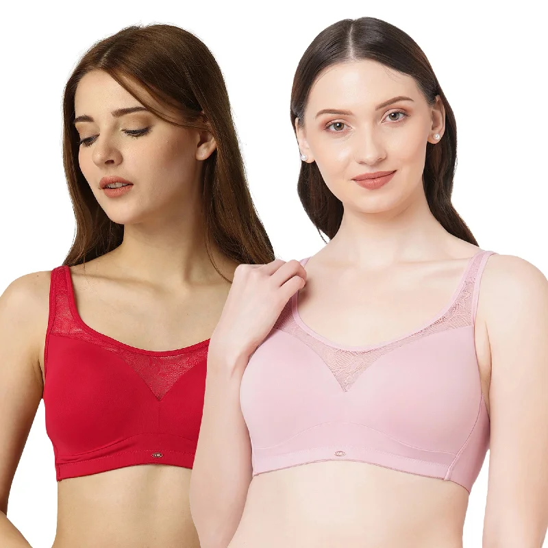 Back - smoothing underwire wired bras for a seamless back Full Coverage Padded Non Wired Lace Detail Cami Bra COMBO CB-132 Back - smoothing underwire wired bras for a seamless back Full Coverage Padded Non Wired Lace Detail Cami Bra COMBO CB-132
