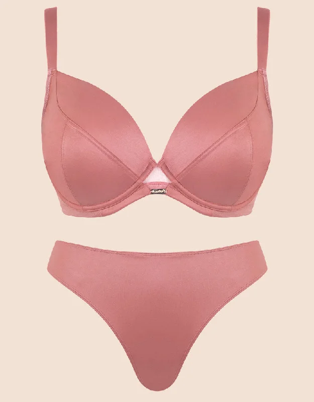 Underwire plus - size seamless wired bras for a smooth fit Curvy Kate Lush Full Plunge Bra and Thong Pack Rose Shimmer Underwire plus - size seamless wired bras for a smooth fit Curvy Kate Lush Full Plunge Bra and Thong Pack Rose Shimmer