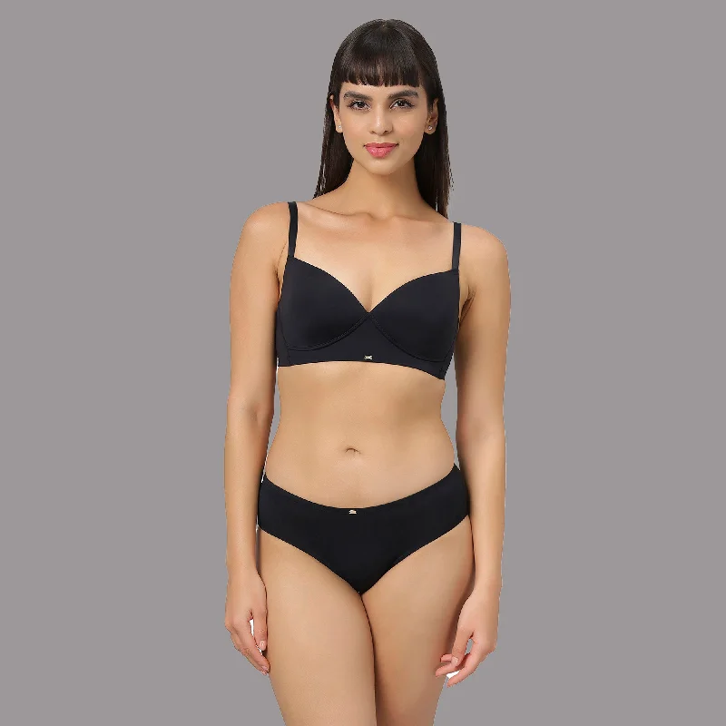 Underwire embroidered seamless wired bras for elegance Full Coverage Padded Non-Wired T-shirt Bra with High Rise Full Coverage Brief SET CB - 134-1134 Underwire embroidered seamless wired bras for elegance Full Coverage Padded Non-Wired T-shirt Bra with High Rise Full Coverage Brief SET CB - 134-1134