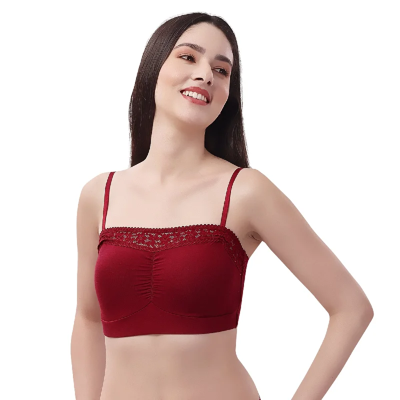 Minimizer underwire wired bras to reduce bust size appearance Non Wired Micro Modal Stretch Lacy Bandeau Bra with Removable Pads and Detachable Straps SC-11 Minimizer underwire wired bras to reduce bust size appearance Non Wired Micro Modal Stretch Lacy Bandeau Bra with Removable Pads and Detachable Straps SC-11