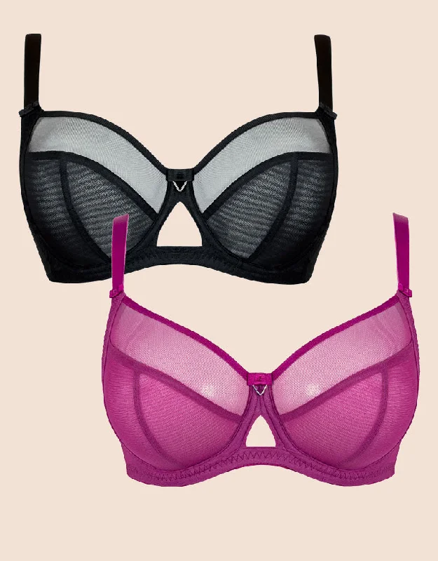 Underwire embroidered seamless wired bras for elegance Curvy Kate Victory Side Support Balcony Bra 2-Pack Black and Orchid Underwire embroidered seamless wired bras for elegance Curvy Kate Victory Side Support Balcony Bra 2-Pack Black and Orchid