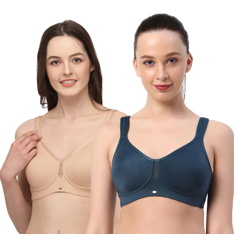 Sports underwire wired bras for high - impact activities Full Coverage Minimizer Non Padded Non Wired Bra- Combo CB-328 Sports underwire wired bras for high - impact activities Full Coverage Minimizer Non Padded Non Wired Bra- Combo CB-328