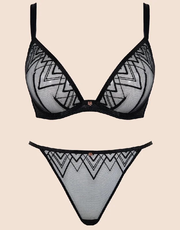 Convertible underwire wired bras with multiple styling options Scantilly Voltage Deep Plunge Bra and Brief Pack Black Convertible underwire wired bras with multiple styling options Scantilly Voltage Deep Plunge Bra and Brief Pack Black