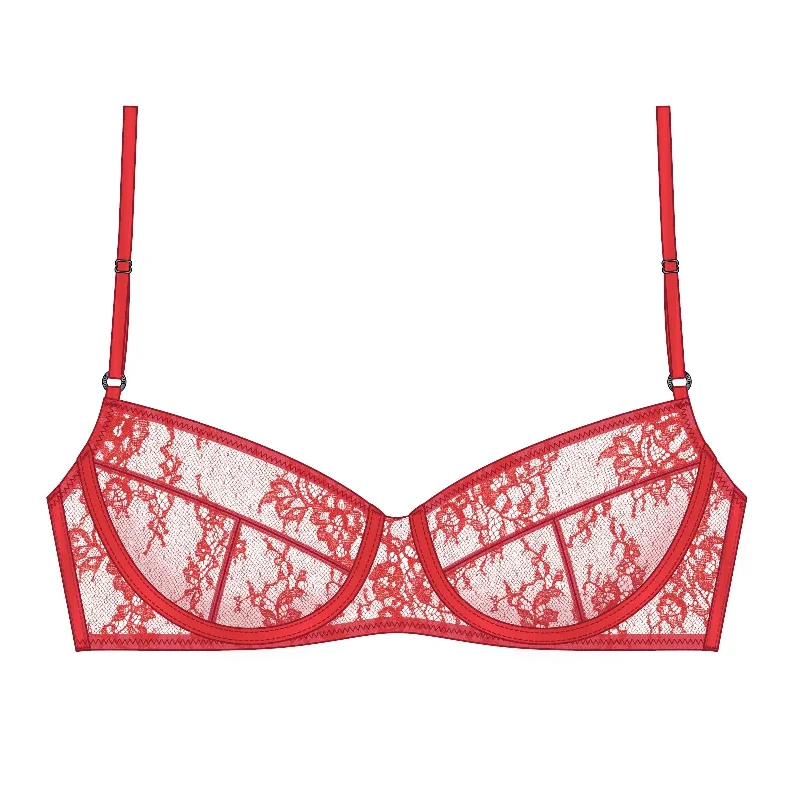 Full - cup underwire wired bras for maximum support Moonstruck Balconette Bra Fire Red Full - cup underwire wired bras for maximum support Moonstruck Balconette Bra Fire Red