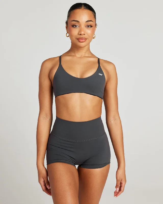 medium impact women sport bra for cycling Aura Lite Bra - Charcoal