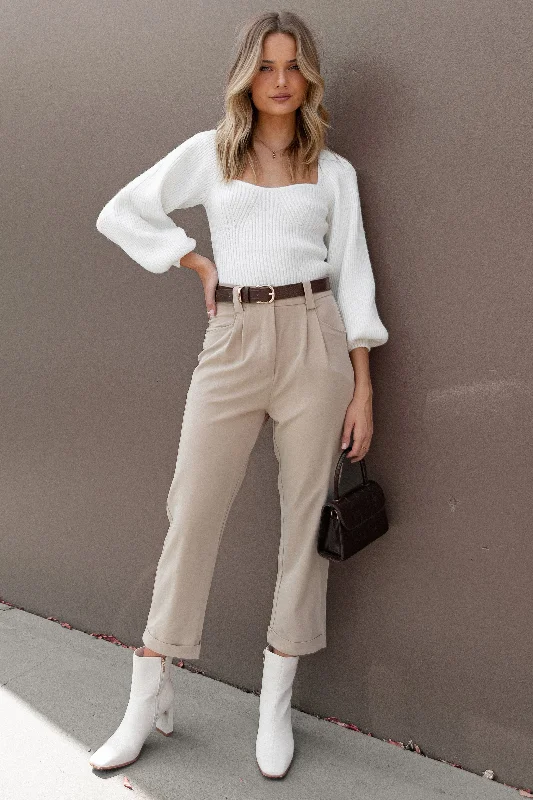 Straight - Leg Women's Vegan Leather Pants for a Chic LookLexie Pants - Beige
