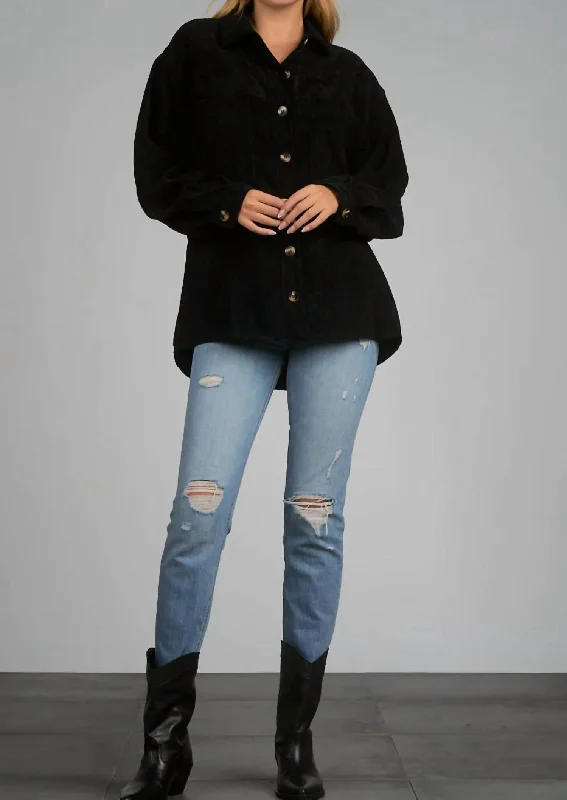 Women's longline double - breasted camel coats for a sophisticated lookJameson Corduroy Shacket In Black Women's longline double - breasted camel coats for a sophisticated lookJameson Corduroy Shacket In Black