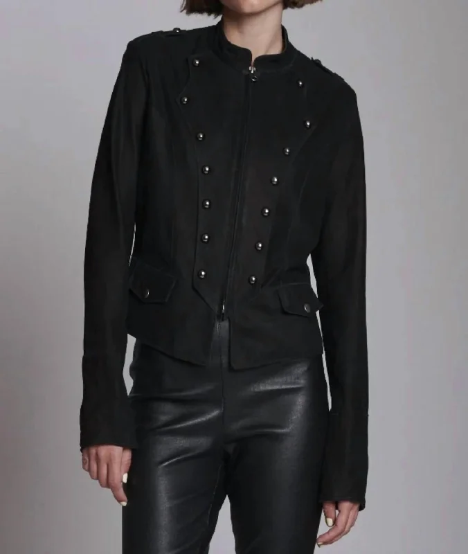 Water - resistant women's trench coats with adjustable cuffs for rainy daysNatasha Nubuck Suede Jacket In Black Water - resistant women's trench coats with adjustable cuffs for rainy daysNatasha Nubuck Suede Jacket In Black