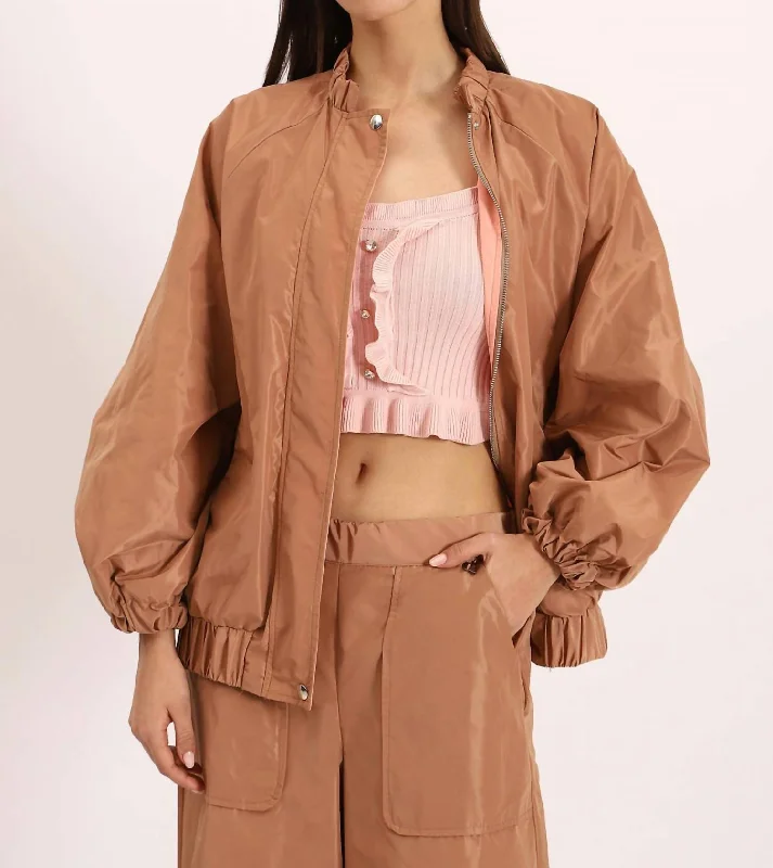 Women's faux fur coats in bright colors for a bold fashion statementRe-Nylon Blouson Jacket In Tan Women's faux fur coats in bright colors for a bold fashion statementRe-Nylon Blouson Jacket In Tan