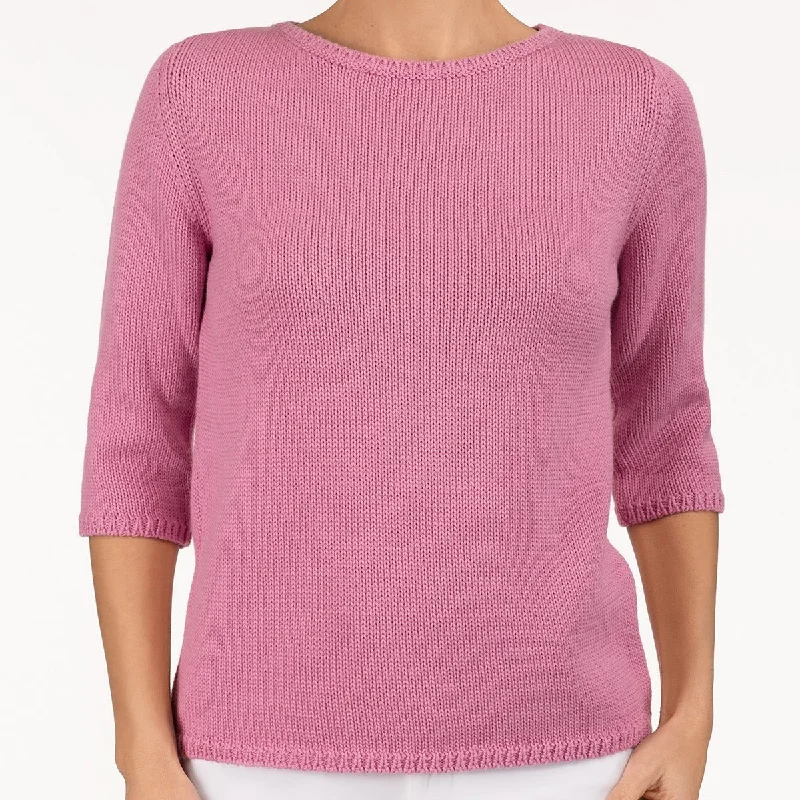 Women's High - Low Hem Pullovers in a Contemporary Design3/4 Sleeve Pullover in Cameo Pink