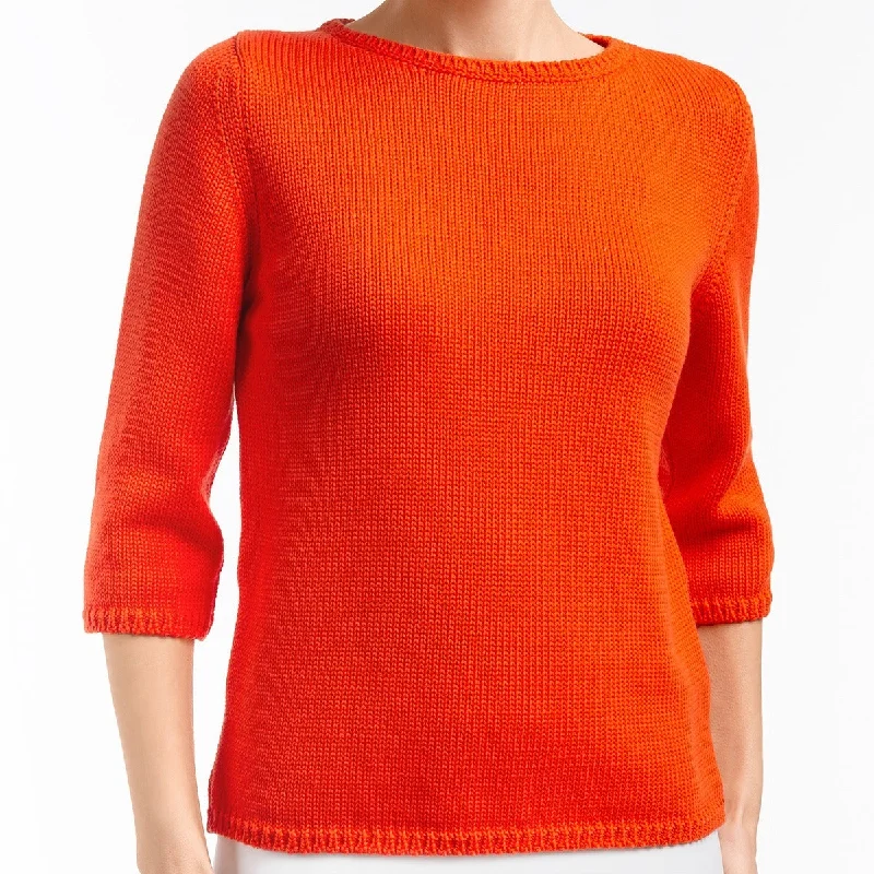 Zip - Up Women's Pullovers with Thumbholes for Outdoor Activities3/4 Sleeve Pullover in Mandarino