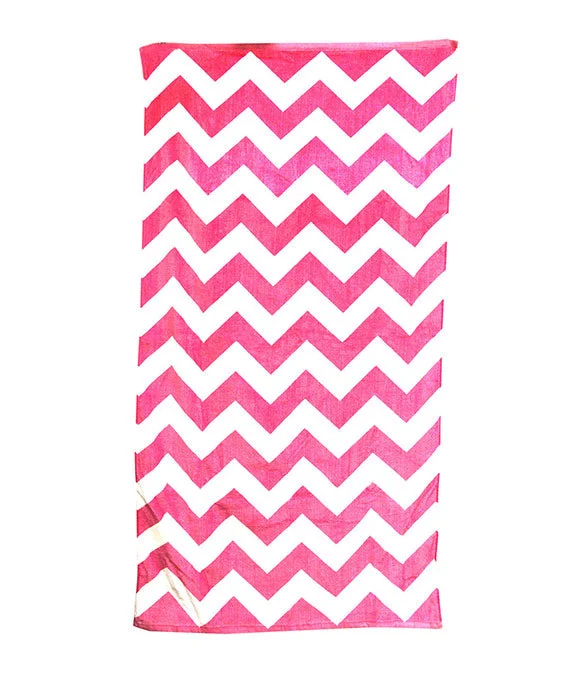 Women's quarter - zip sweatshirt made of organic cotton for eco - conscious fashionC3060 - Carmel Towel Company Classic Beach Towel | Perfect Pink Chevron