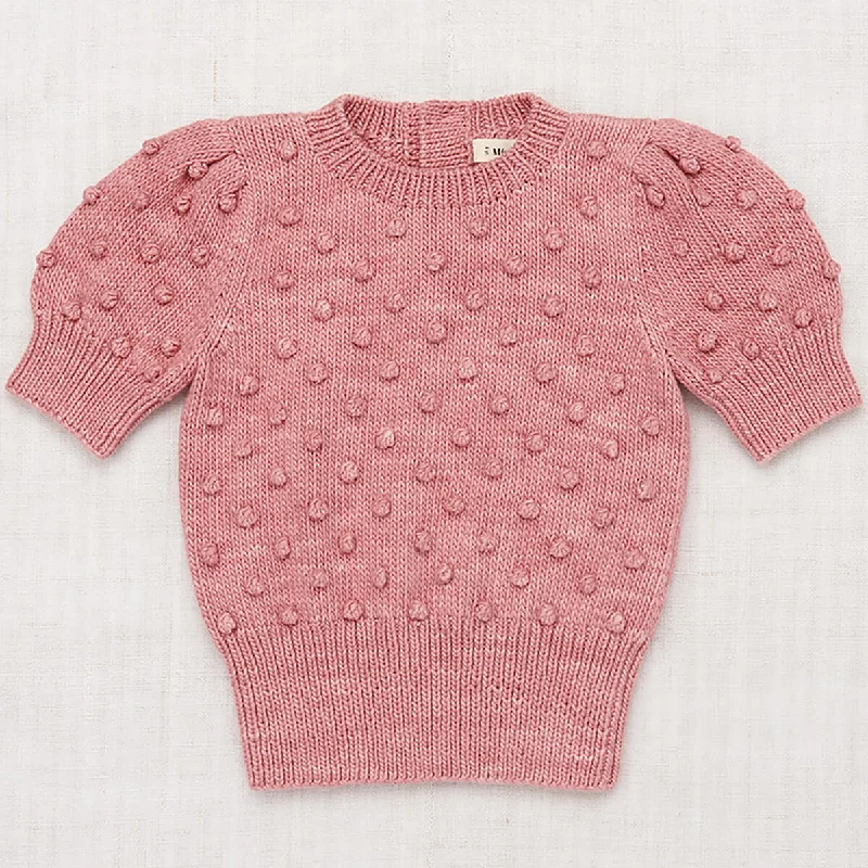 Ruffled Women's Pullovers in Soft Pastels for a Feminine TouchEllie Popcorn Pullover in Rose Blush by Misha & Puff