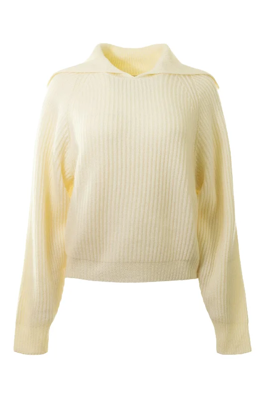 Mock Neck Women's Alpaca Wool Sweaters in Earth TonesRepeat Cashmere Collared Sweater in Cream