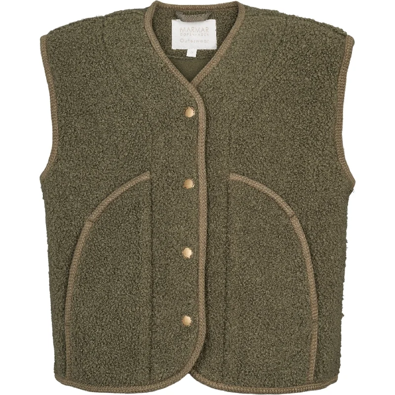 Cropped Women's Fleece Sweatshirt in Burgundy for a Trendy and Warm LookMarMar Bonded Teddy Olive Leaf Jolly Fleece Vest