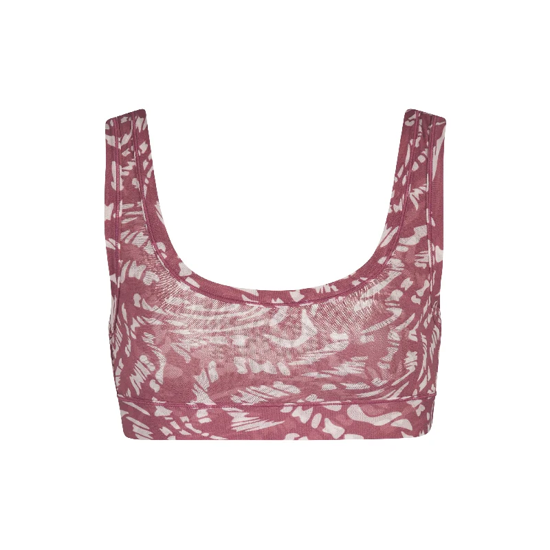 bralette bras for a trendy and comfortable style Bra with a wireless memory foam cup for ultimate comfort​ SUMMER MESH SCOOP BRALETTE | RASPBERRY SWIRL